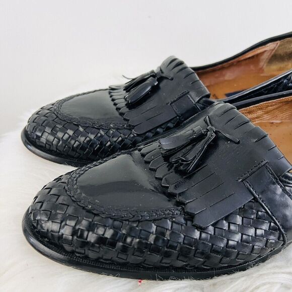 🎉Clearance🎉Giorgio Brutini Black Leather Premier Victory Woven Tassel Shoes 9 - Picture 2 of 9